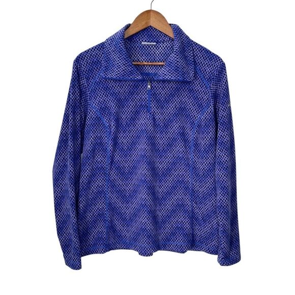 Columbia Quarter Zip Fleece Pullover Purple Print Size Extra Large - Picture 1 of 9